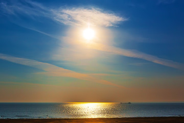 Ob sea in the evening rays. Novosibirsk, Russia