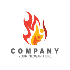 people fire logo , family logo and fire design illustration