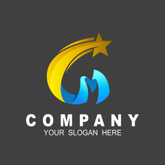 CM logo and star icon template, MC logo, C and M icon , star symbol
