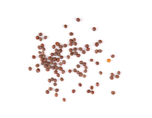 mustard seeds isolated on white background top view
