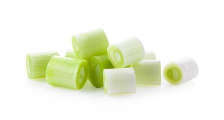 slice green onion isolated on the white background