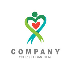 caring logo, people care logo, love icon and human charity design vector, ribbon icon, colorful 