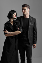 portrait of young man and woman