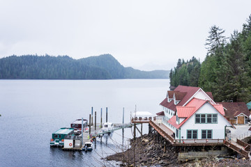 Fototapeta premium Waterside property with private dock, Alaska