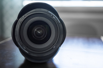 Closeup of DSLR lens front element