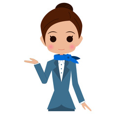 客室乗務員の上半身　案内