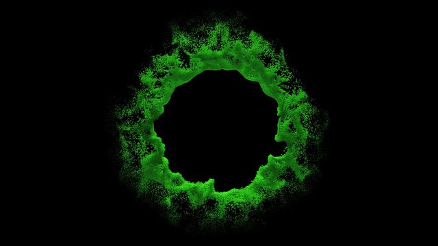 Triangular green particle pulse animation in 4K. Object matte included.