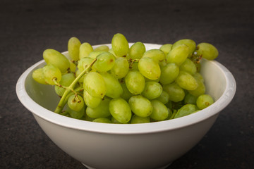 Green grapes in a bowl, juicy and delicious and very healthy, picture taken in the Netherlands