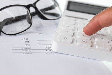 Financial documents and calculator, Financial concept.