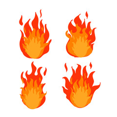 doodle fire illustration with handdrawn cartoon style vector