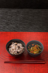 ごはんと味噌汁　Typical Japanese meal 