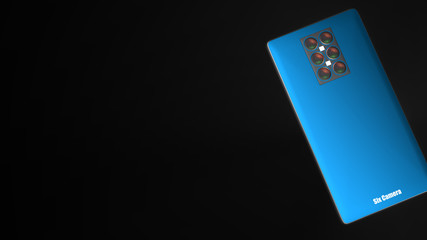 3d rendering of mutilple camera smartphone system concept