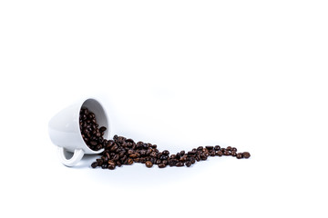 Cup with coffee bean on white