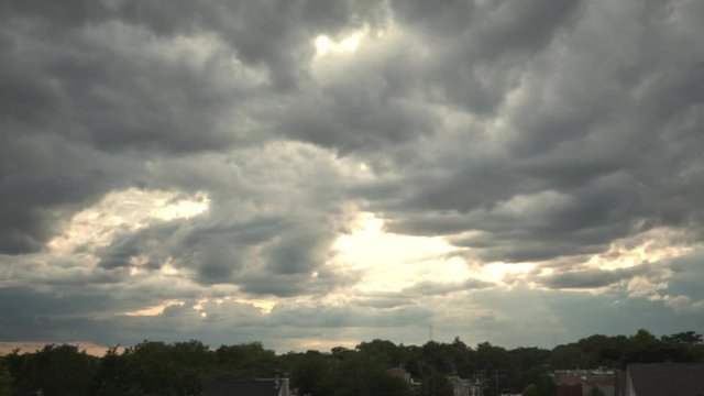 Time lapse of rolling clouds over urban tree tops in Chicago, IL  USA