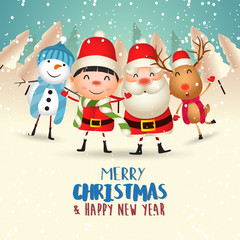 Merry Christmas and Happy New Year. Merry christmas santa claus and kid funny