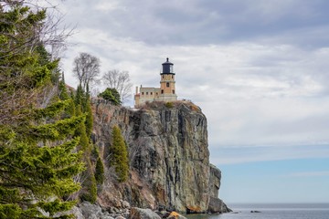 Split Rock Lighthouse with Clouds 