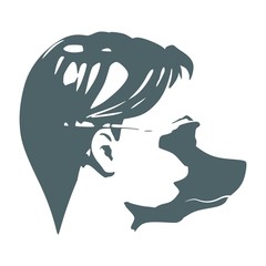 The silhouette of a woman with dog shape face