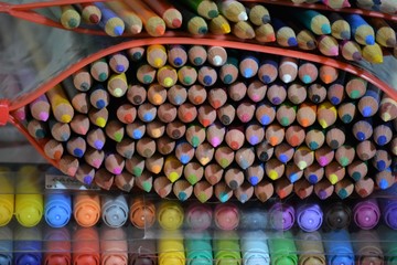 A Rainbow collection of colored pencils