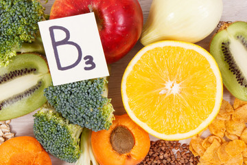 Healthy nutritious food as source natural minerals, vitamin B3 and dietary fiber