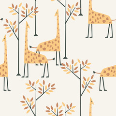 Giraffe Seamless Surface Pattern Vector