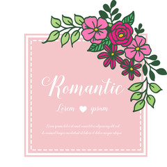 Abstract card romantic background, with pattern of pink flower frame elegant. Vector