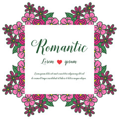 Template for invitation romantic with beauty of cute colorful flower frame. Vector