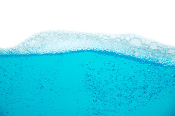 Naklejka na ściany i meble Surface of blue water with air bubble