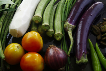 Assorted fresh raw vegetables