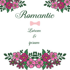 Design template of engagement romantic on white backdrop, with crowd of colorful flower frame. Vector