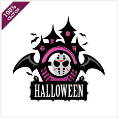 Halloween Hockey Mask Castle Vector Logo