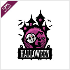 Halloween Hockey Mask Castle Vector Logo