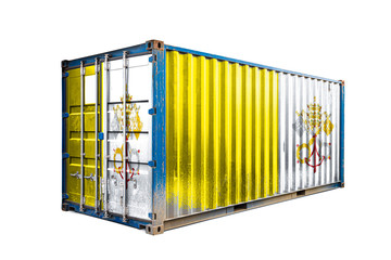  The concept of  Vatican export-import, container transporting and national delivery of goods. The transporting container with the national flag of Vatican, view front