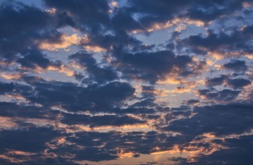 sky with clouds in different shades in the morning