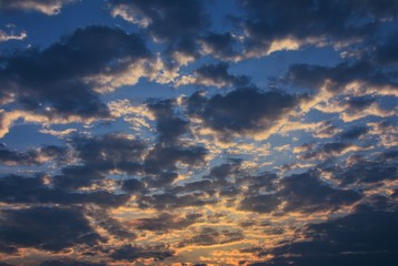 sky with clouds in different shades in the morning