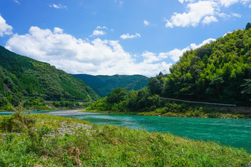 美しい清流仁淀川、高知県