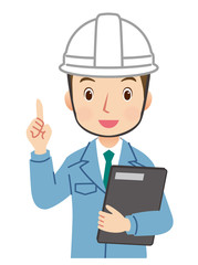 説明する作業員