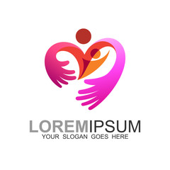 family love care, charity and foundation logo vector, medical icon, valentine logo, hug icon