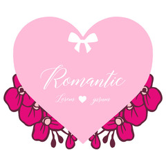 Greeting card romantic with style ornament of purple wreath frame. Vector