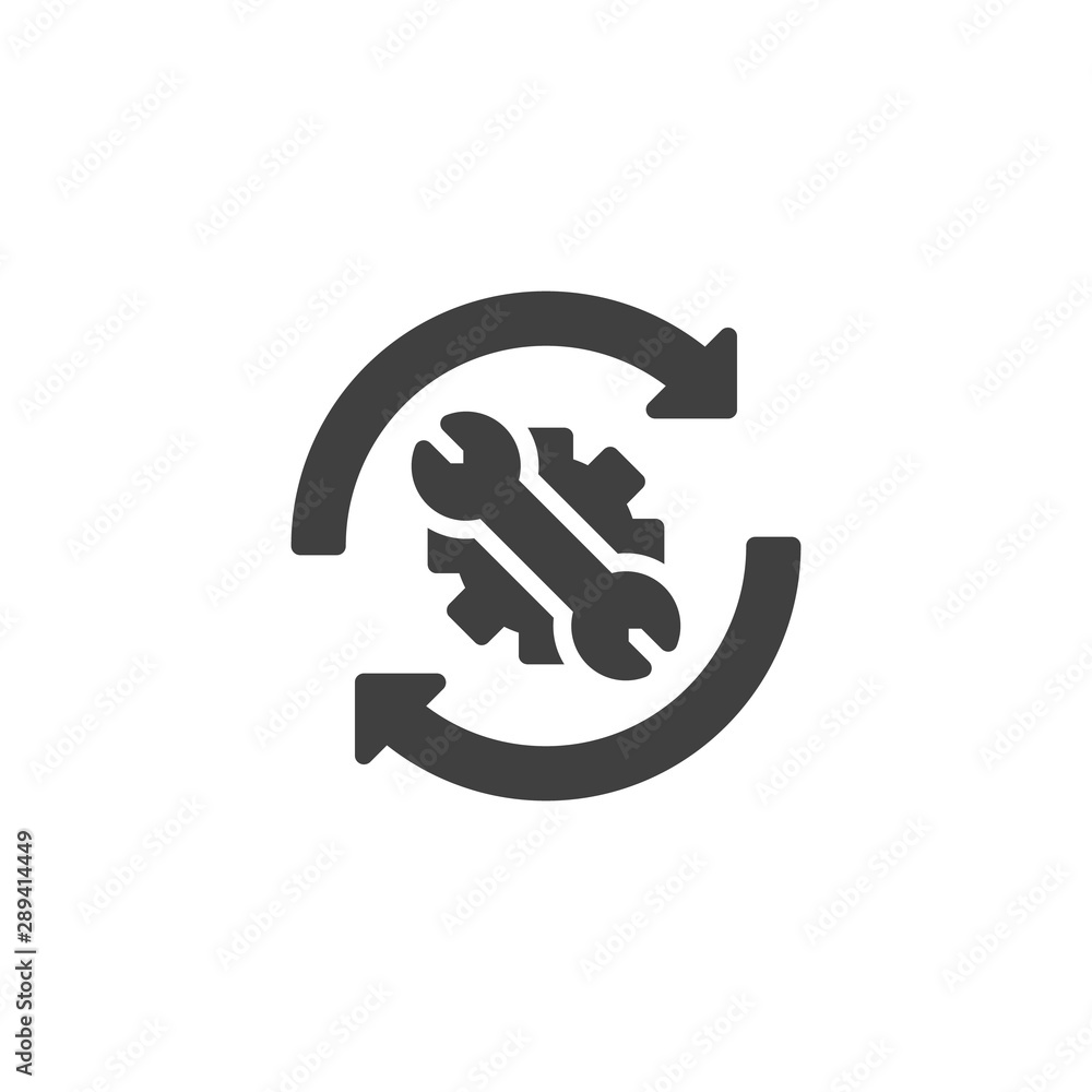 Poster repair service tool vector icon. filled flat sign for mobile concept and web design. gear with wrenc