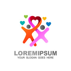 Family logo, people logo with couple icon, love logo template, colorful icon