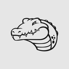 Crocodile head logo gaming esport in black and white
