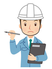 チェックする作業員　注意
