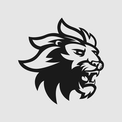Lion head logo gaming esport in black and white