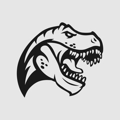 T- rex head logo gaming esport in black and white