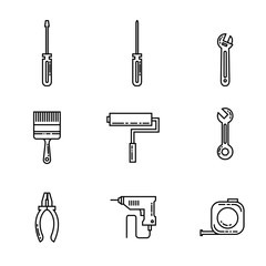 Fototapeta premium set of line mechanical equipment to work service