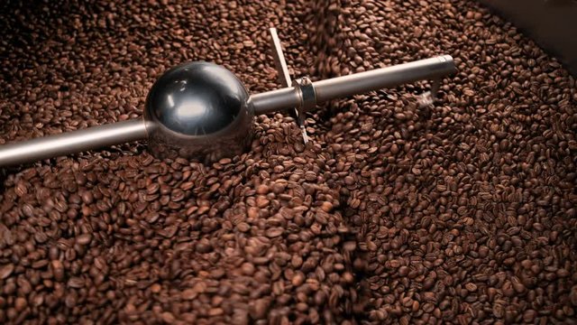 Production of fresh fried coffee beans roasting factory process in machine
