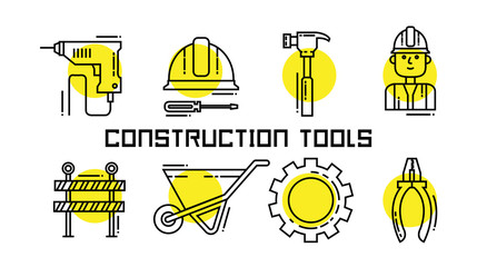set of line construction editable to industrial technology