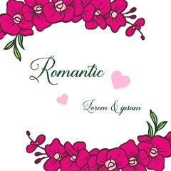 Invitation and greeting card for wedding romantic, with abstract purple flower frame. Vector