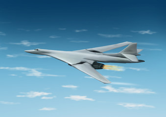 Naklejka na ściany i meble Light gray colored, modern bomber jet aircraft. Original illustration.