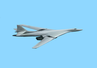 Fototapeta na wymiar Light gray colored, modern bomber jet aircraft. Original illustration.